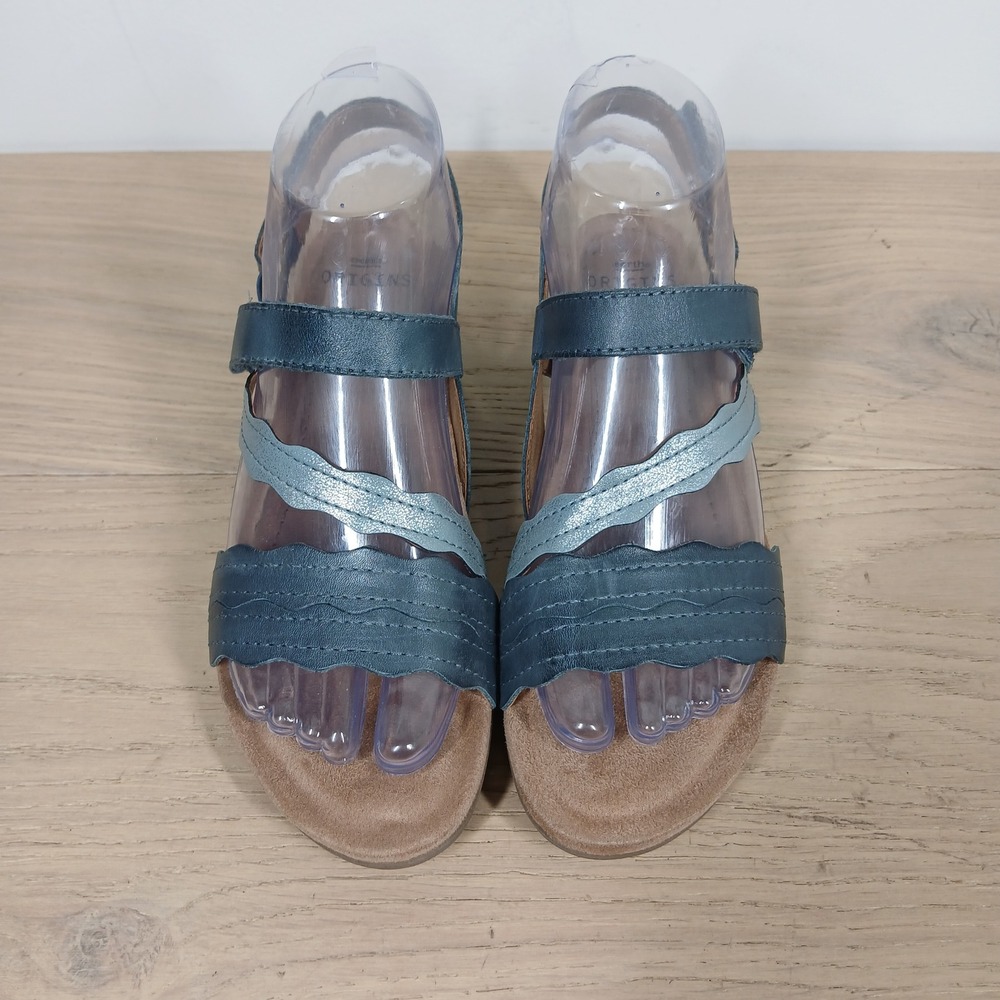 Earth Origins Pico Poppy Sandals Womens 6.5 Blue Wedge Leather Comfort Casual - Picture 7 of 11